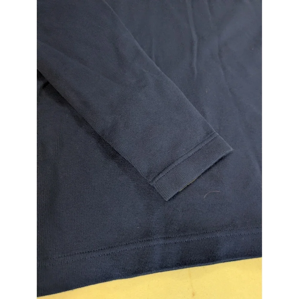 Banana Republic Men's L Half Zip Pullover Sweater Military Blue Elbow Patches